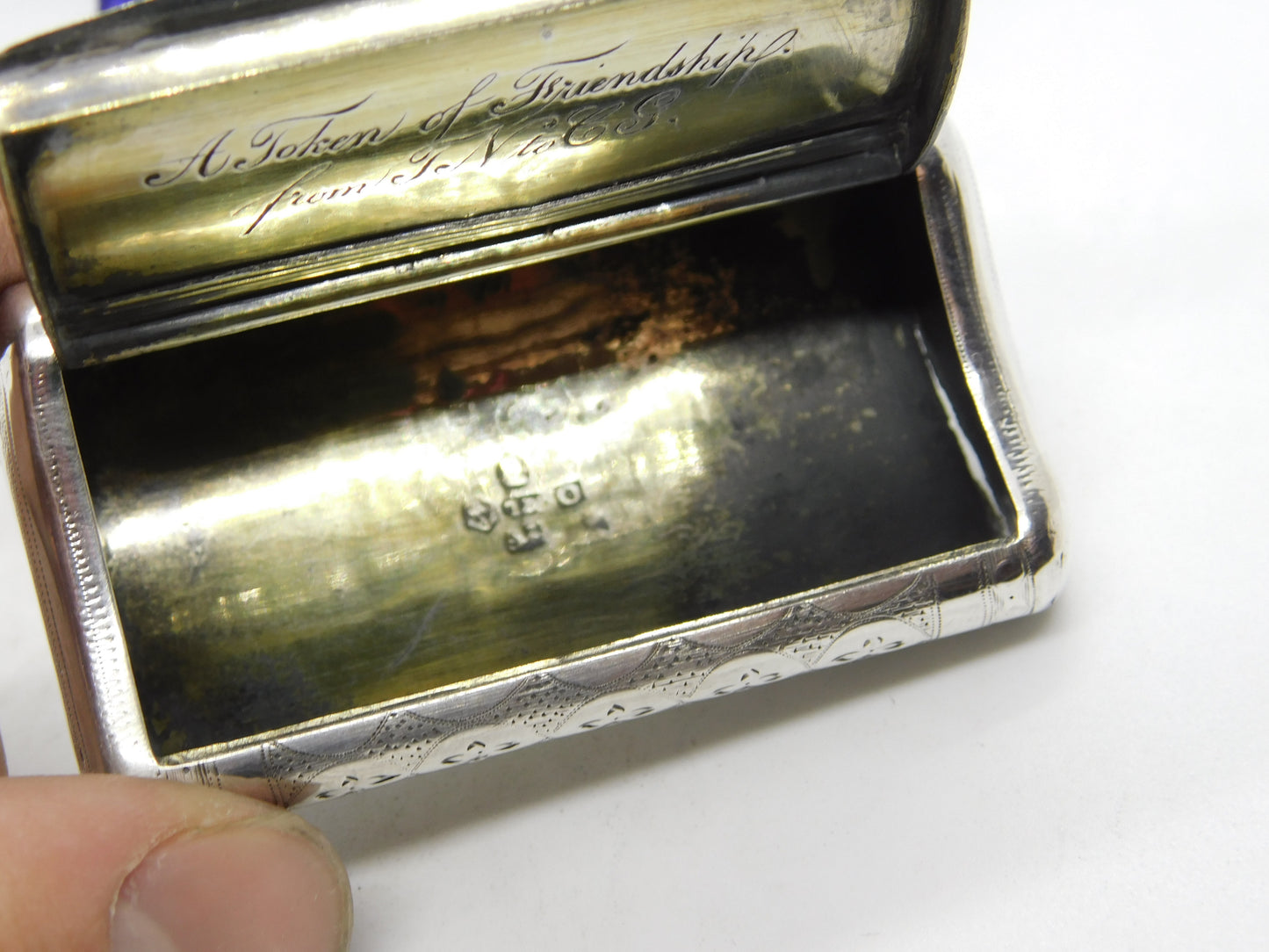 Georgian Sterling Silver Snuff Box 'A Token of Friendship' 1812 Birmingham John Munslow