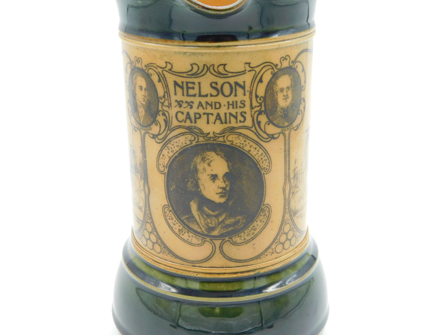 Victorian Royal Doulton Stoneware Nelson & His Captains Commemorative Jug c1880s