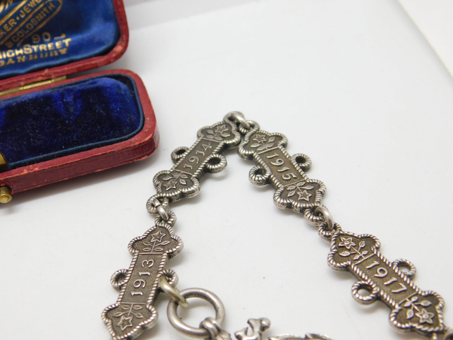 Sterling Silver St. John's Ambulance 'Joseph Jackson' Watch Chain Antique 1909-1917 Fobs & Dates