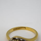 Victorian 18ct Gold & Platinum Three-Stone Diamond Crossover Ring Antique