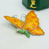 Sterling Silver Guilloche Enamel Butterfly Brooch Pin Antique c1920 Art Deco