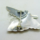 Sterling Silver Guilloche Enamel Butterfly Brooch Pin Antique c1920 Art Deco