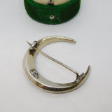 19th Century .800 Silver & Paste Set Crescent Moon Sweetheart Brooch Antique c1890