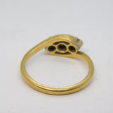 Victorian 18ct Gold & Platinum Three-Stone Diamond Crossover Ring Antique
