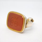 George III 9ct Rose Gold Carnelian Agate Monogram Fob Seal Antique c1780