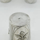 19th Century French .950 Silver Set of Art Nouveau Pattern Shot Cups Antique c1880