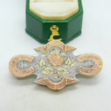 Victorian Sterling Silver & Gold Fronted Mourning Sweetheart Brooch Antique 1886