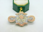 Victorian Sterling Silver & Gold Fronted Mourning Sweetheart Brooch Antique 1886
