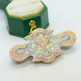 Victorian Sterling Silver & Gold Fronted Mourning Sweetheart Brooch Antique 1886