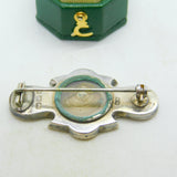 Victorian Sterling Silver & Gold Fronted Mourning Sweetheart Brooch Antique 1886