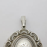 Victorian Style Sterling Silver Floral Sweetheart Locket Pendant Vintage