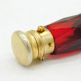 Victorian Sterling Silver Gilt, Cranberry Glass Double-Ended Scent Bottle & Vinaigrette c1860