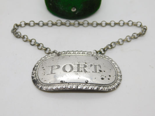 George III Sterling Silver Port Decanter Label Antique 1815 London