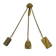 Victorian Base Metal Floral Pattern Multi-Tool Sewing Chatelaine Antique c1860