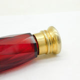 Victorian Sterling Silver Gilt, Cranberry Glass Double-Ended Scent Bottle & Vinaigrette c1860
