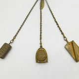 Victorian Base Metal Floral Pattern Multi-Tool Sewing Chatelaine Antique c1860