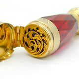 Victorian Sterling Silver Gilt, Cranberry Glass Double-Ended Scent Bottle & Vinaigrette c1860