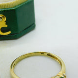 9ct Yellow Gold & Three-Stone Emerald Dress Ring Vintage c1990 Birmingham