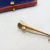 Victorian 9ct Gold Hunting Horn Stock Pin Brooch Antique c1890 Silver Tips