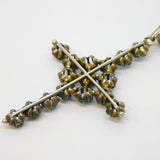 19th Century Austro-Hungarian Sterling Silver Turquoise Cross Pendant Necklace Antique