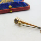 Victorian 9ct Gold Hunting Horn Stock Pin Brooch Antique c1890 Silver Tips