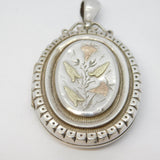 Victorian Sterling Silver & Gold Aesthetic Floral Sweetheart Locket Antique 1880