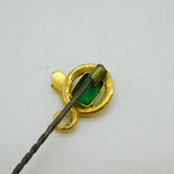 Victorian Boxed 18ct Yellow Gold & 0.5ct Emerald Snake Stick Pin Antique c1860