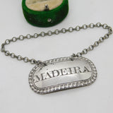 George III Sterling Silver Madeira Decanter Label Antique London 1815