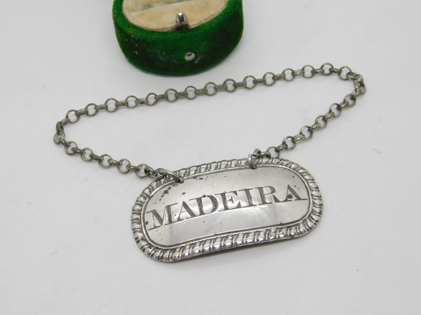 George III Sterling Silver Madeira Decanter Label Antique London 1815