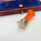 Georgian Small Red Agate & Sterling Silver Intaglio Desk Seal Stamp c1820