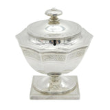 George III Sterling Silver Bright Cut Pedestal Tea Caddy Antique 1786 London Henry Chawner