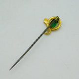 Victorian Boxed 18ct Yellow Gold & 0.5ct Emerald Snake Stick Pin Antique c1860