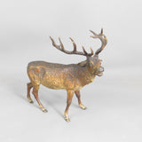 Large Stag Deer Figure Vienna Bronze Cold Painted Antique Victorian c1890