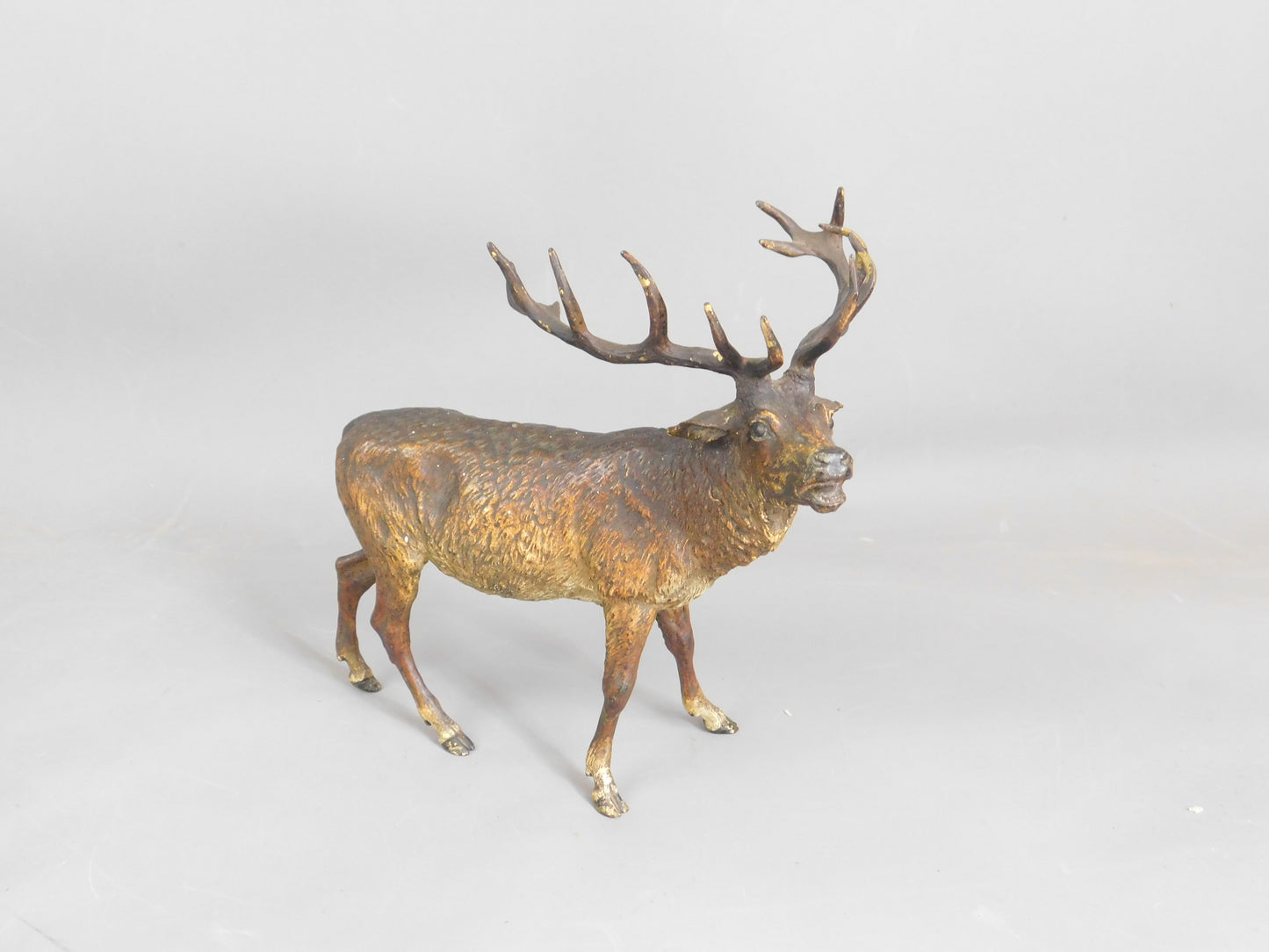 Large Stag Deer Figure Vienna Bronze Cold Painted Antique Victorian c1890