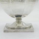 George III Sterling Silver Bright Cut Pedestal Tea Caddy Antique 1786 London Henry Chawner