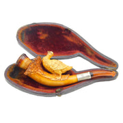 Boxed Sterling Silver, Meerschaum Carved Duck Novelty Pipe Antique 1913 Birmingham