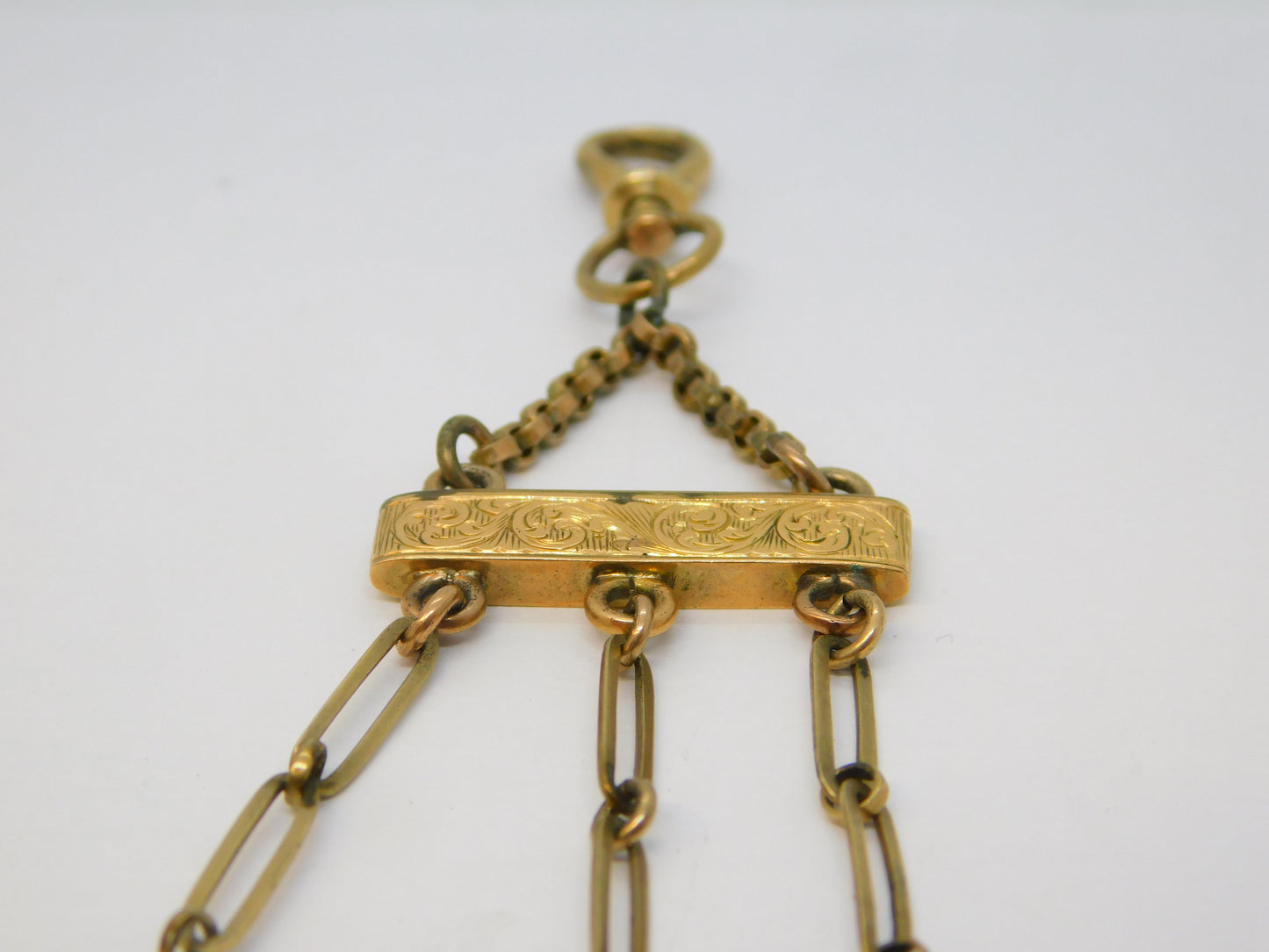 19th Century 14ct Gold & Silver Gilt Floral Three-Part Chatelaine Antique c1880