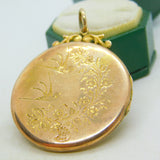 Victorian 9ct Gold Back & Front Swallow Pattern Locket Pendant Antique c1900