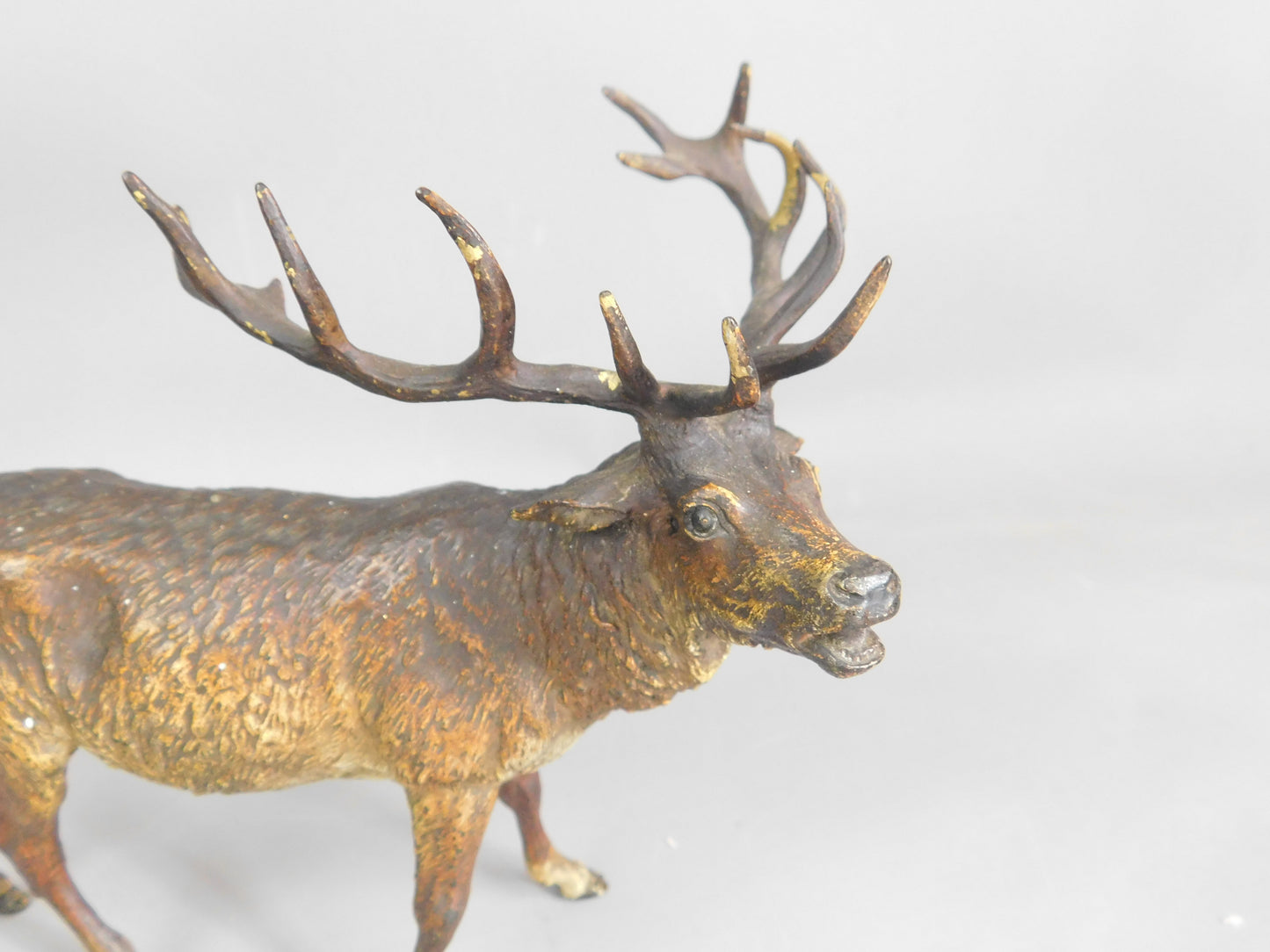 Large Stag Deer Figure Vienna Bronze Cold Painted Antique Victorian c1890