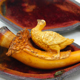Boxed Sterling Silver, Meerschaum Carved Duck Novelty Pipe Antique 1913 Birmingham