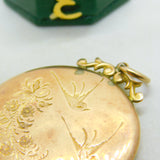 Victorian 9ct Gold Back & Front Swallow Pattern Locket Pendant Antique c1900