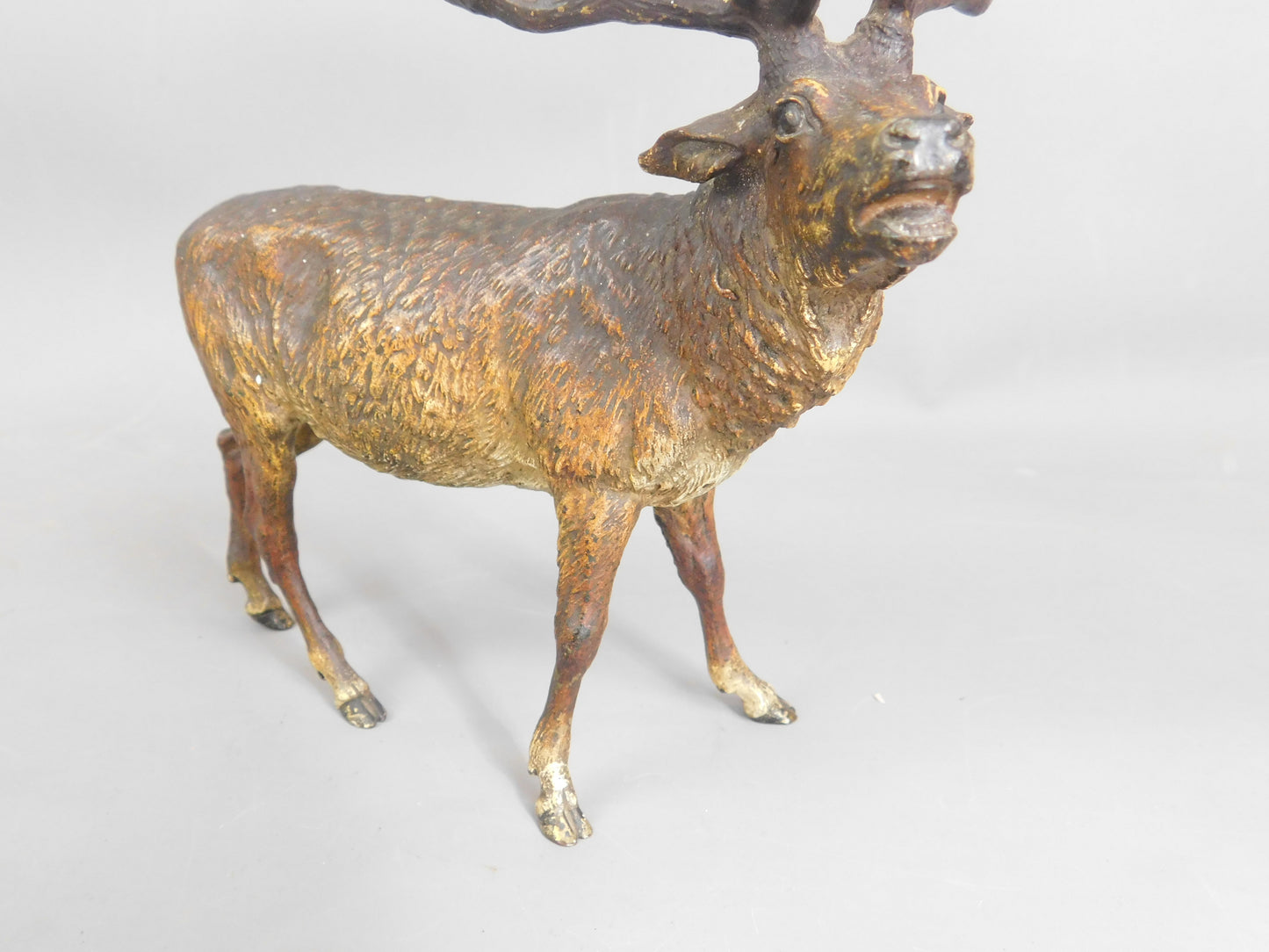 Large Stag Deer Figure Vienna Bronze Cold Painted Antique Victorian c1890