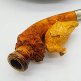Boxed Sterling Silver, Meerschaum Carved Duck Novelty Pipe Antique 1913 Birmingham