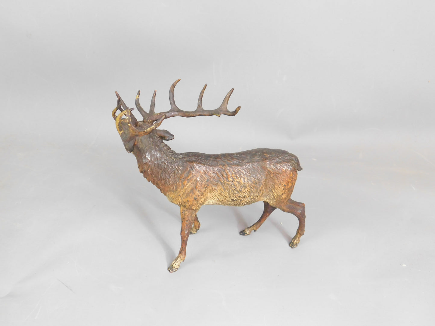 Large Stag Deer Figure Vienna Bronze Cold Painted Antique Victorian c1890