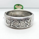 Victorian Aesthetic Sterling Silver Floral Cuff Bangle Antique 1884 Birmingham