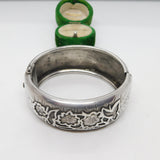 Victorian Aesthetic Sterling Silver Floral Cuff Bangle Antique 1884 Birmingham