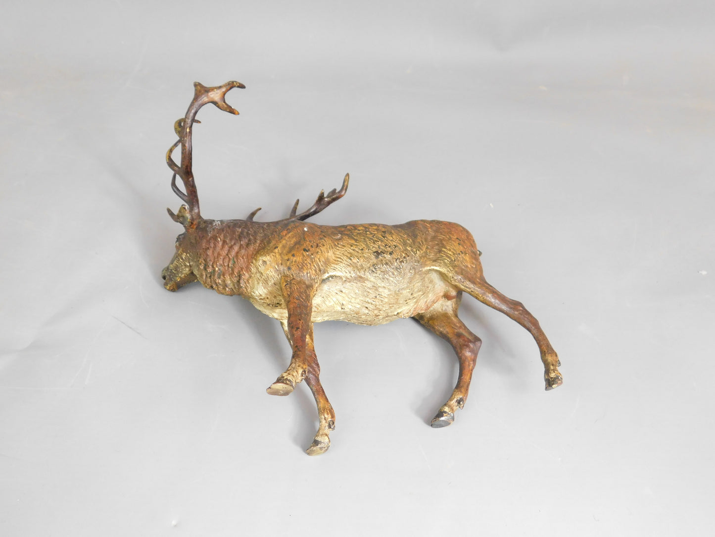 Large Stag Deer Figure Vienna Bronze Cold Painted Antique Victorian c1890