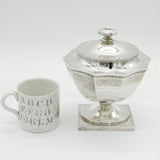 George III Sterling Silver Bright Cut Pedestal Tea Caddy Antique 1786 London Henry Chawner