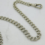 Victorian Sterling Silver Albert Watch Chain, Vesta Case & Stamp Fob Antique