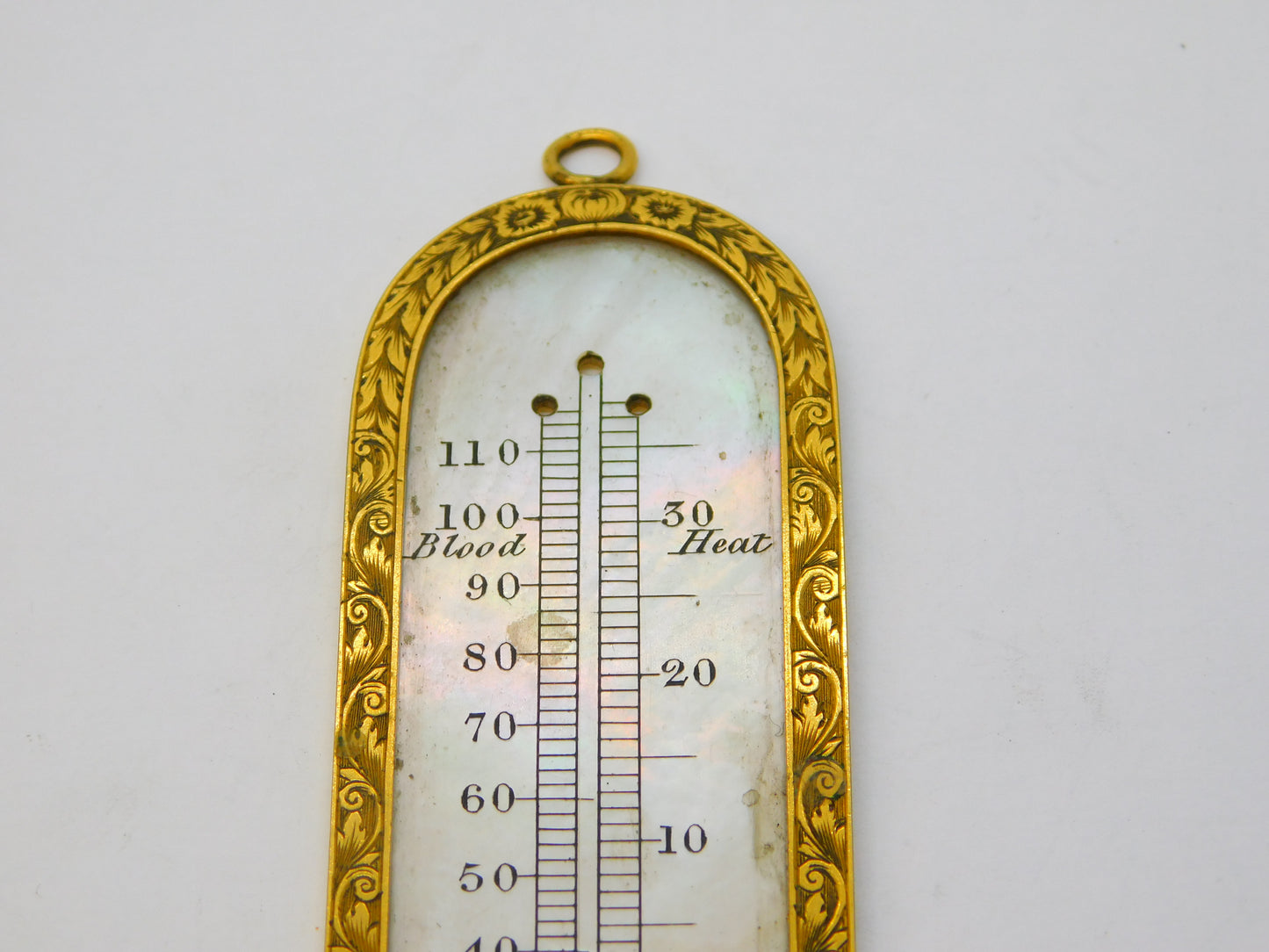 19th Century French Palais Royale Gold & Mother of Pearl Thermometer Antique c1820